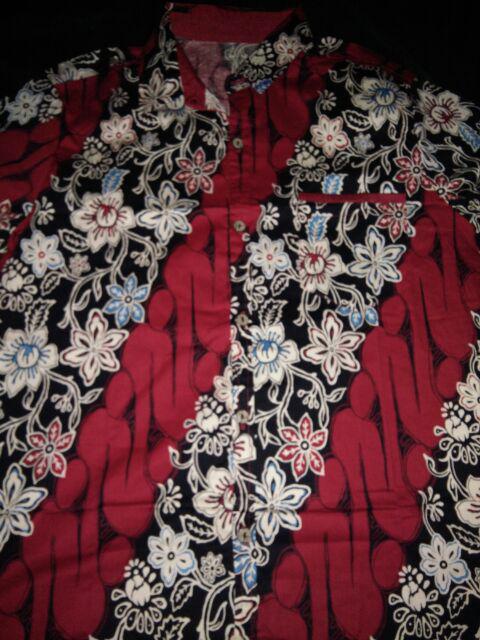 Kemeja 113 Tu# Kemeja Batik Dewasa Warna Merah Edisi Imlek Bahan Katun Stretchy