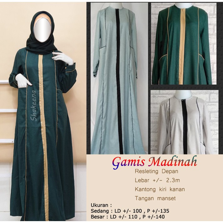 Gamis syari Adem terbaru katun madinah kombinasi