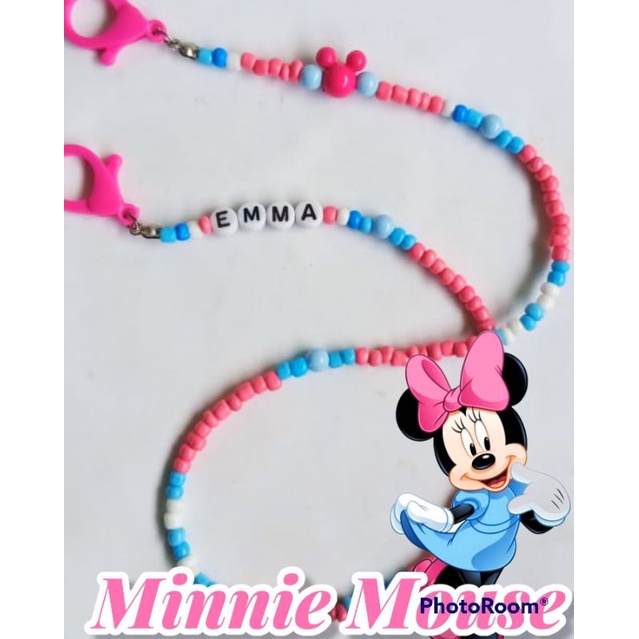 Kalung masker anak perempuan MINNIE MOUSE/ Strap masker anak (bisa request nama)