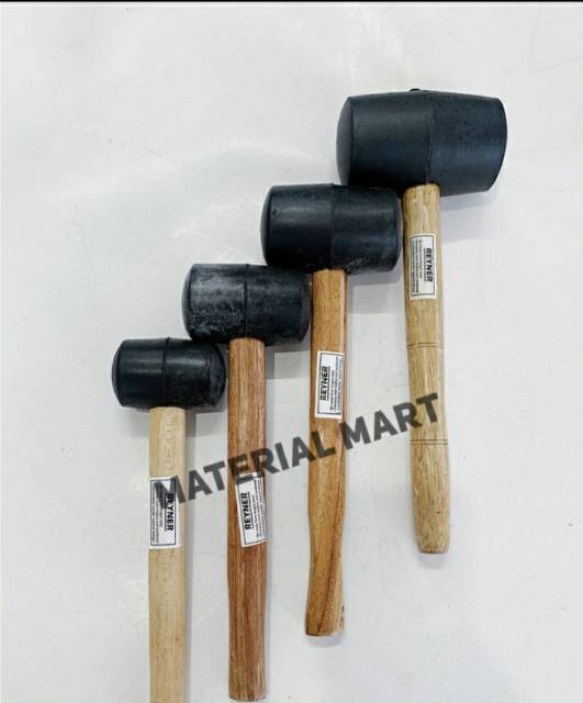 Palu Karet Hitam Gagang Kayu 20oz | Palu Keramik Bagus 20 oz | Hammer | Material Mart