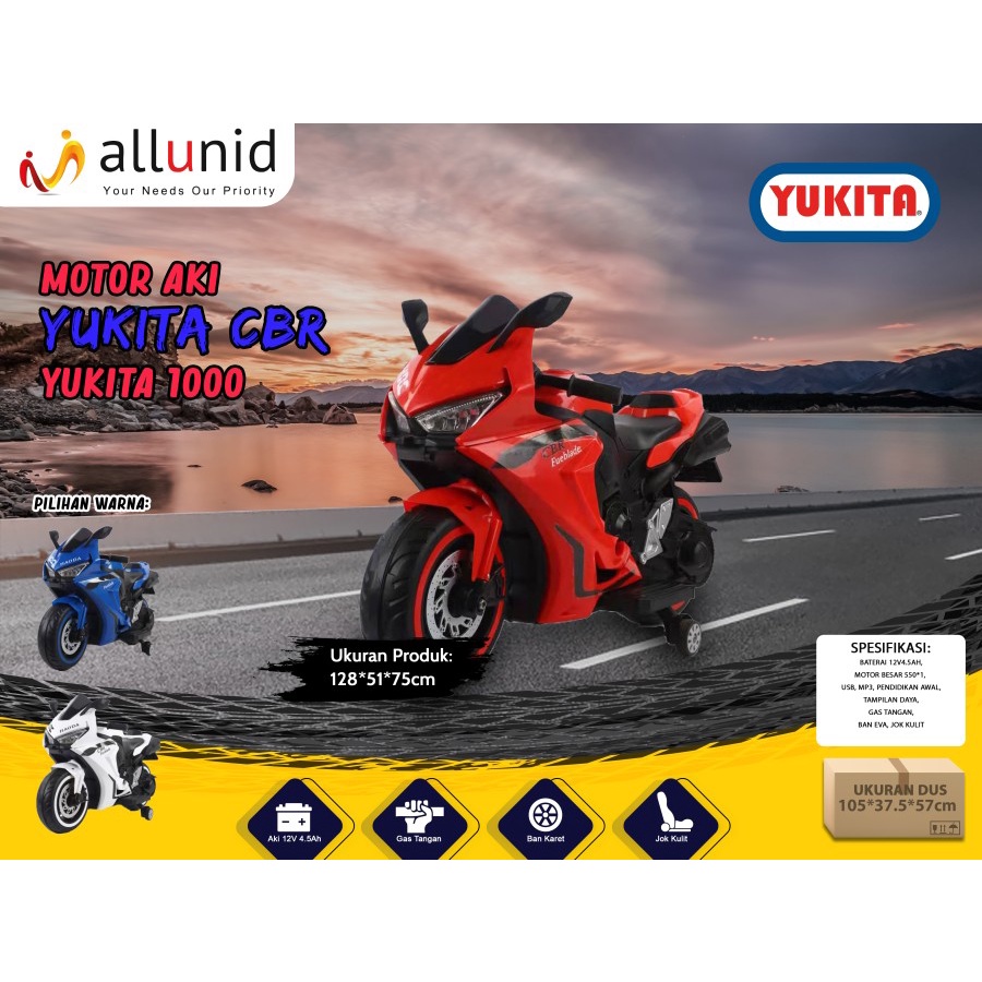 Mainan Anak MOTOR AKI YUKITA CBR - YUKITA 1000 - Maenan Motoran Anak