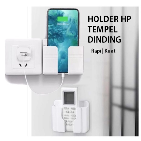 Holder Tempel Dinding  Rak Charger Free Double Tape