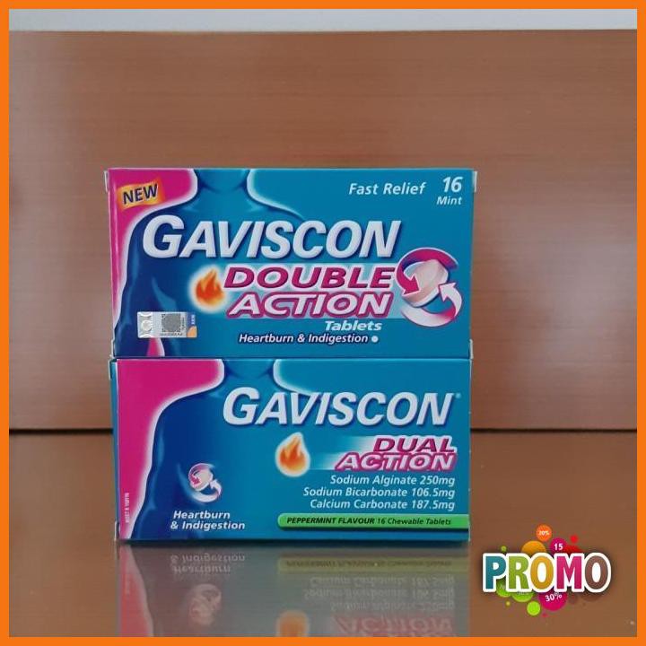 DISKON - Gaviscon Double Action 16 tablets obat maag hisap