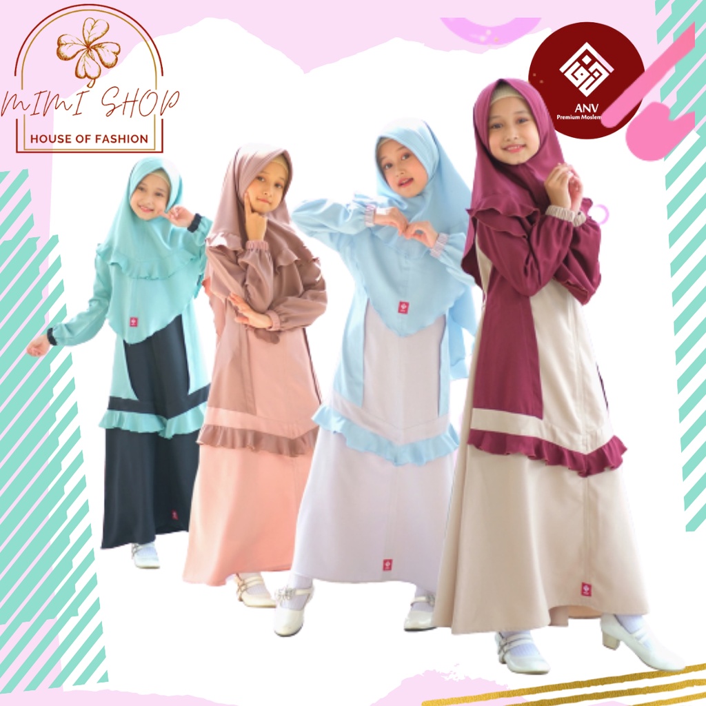 Gamis Serimbit Anak Adeeva Kids Plus Hijab (usia 2-6 thn) ANV best seller original termurah