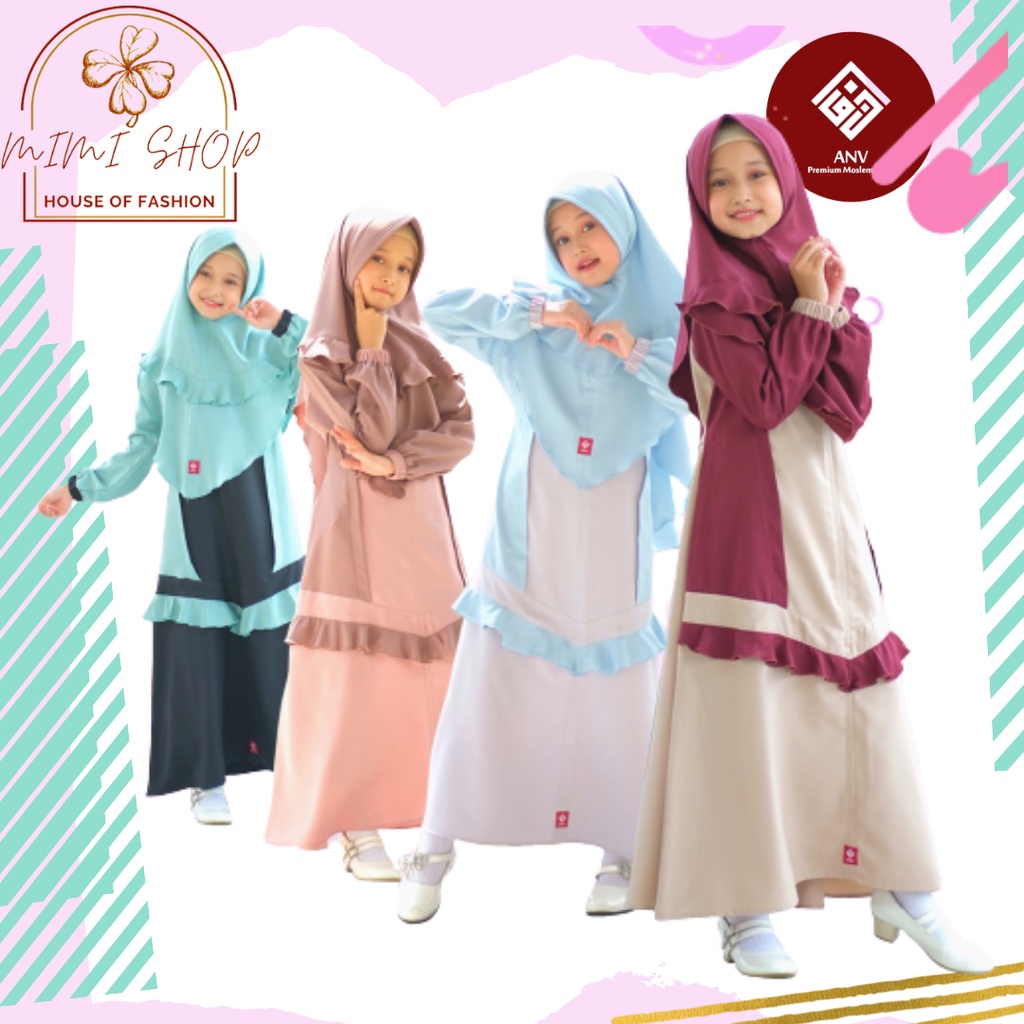 Gamis Serimbit Anak Adeeva Kids Plus Hijab (usia 2-6 thn) ANV