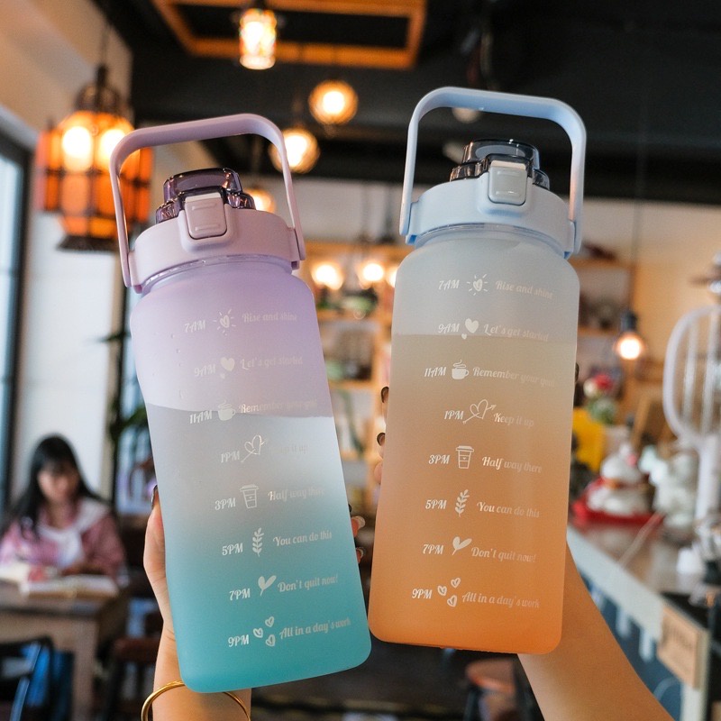 JOS0064 Botol Minum Rainbow Motivasi 2 Liter Botol Air Kapasitas Besar Free Stiker