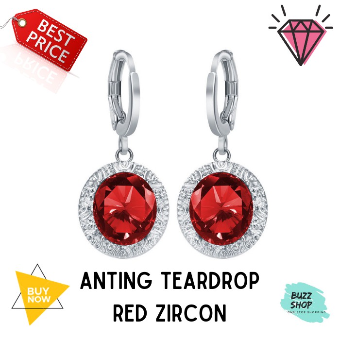 JA-004 Woman Fashion Anting Ruby Safir Perhiasan Silver Perak