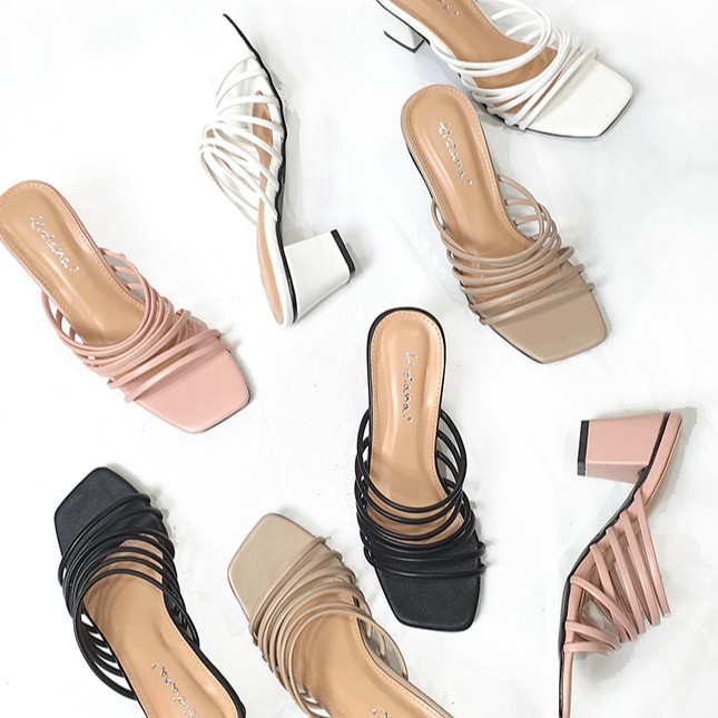 Tiziana - Sandal heels wanita seven straps model sappun korea