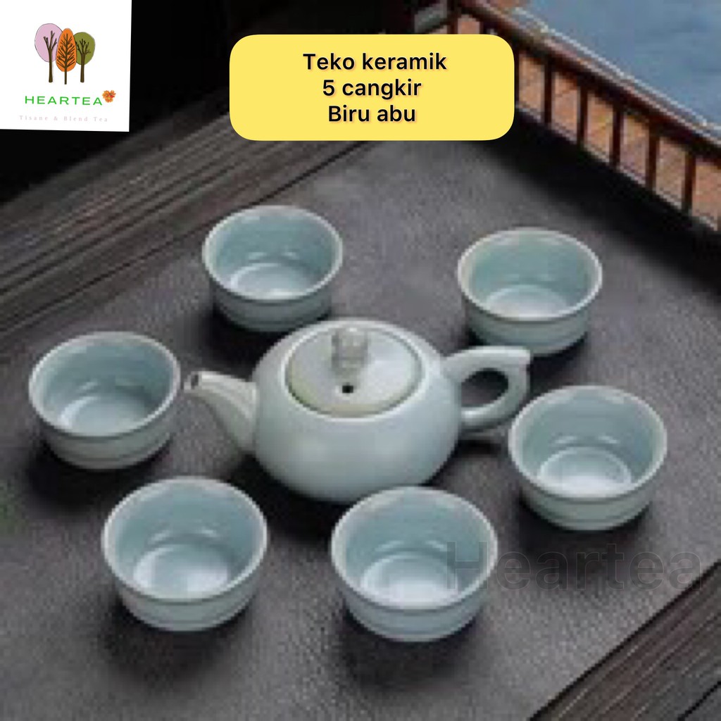 Jual TEA POT SET CHINESE TEA SET CERAMICS POCI TANAH LIAT CANGKIR TEKO TEH SET KERAMIK 7