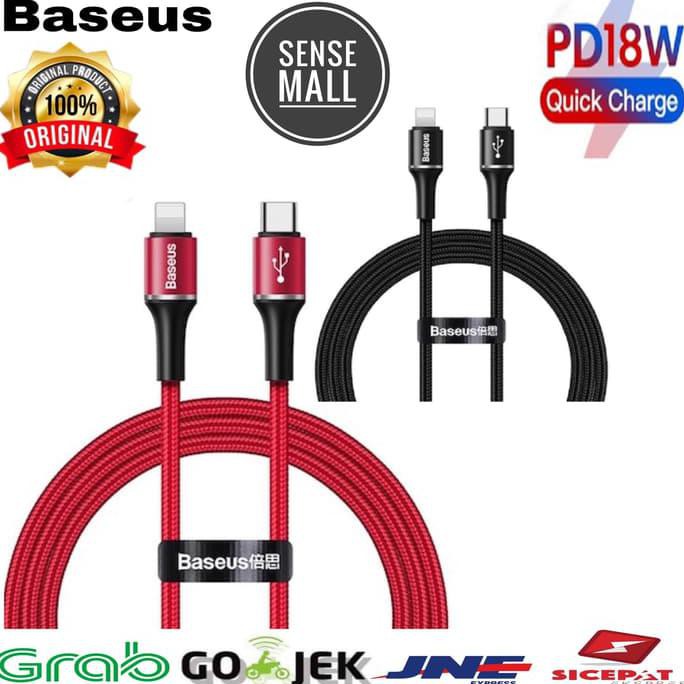 CABLE BASEUS HALO LED USB TYPE C TO LIGHTNING PD 18W HIGH-SPEED 1M - Merah