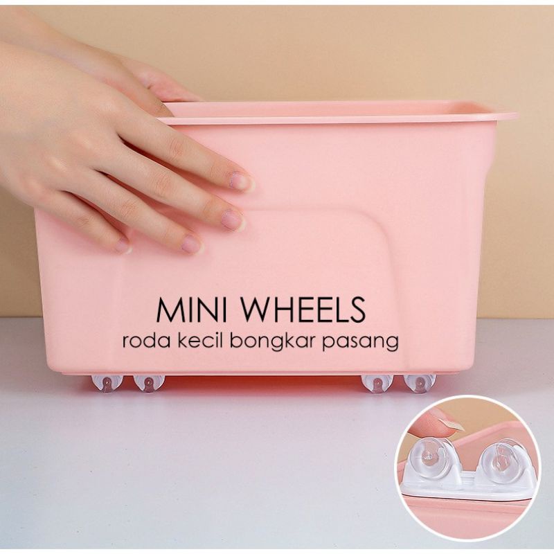 Roda Mini Kecil Serbaguna Container Box isi 4 Tempelan Kuat