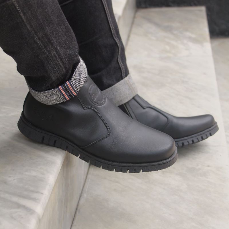 Sepatu Boots Fashion Pria Casual Kulit Asli Sapi Original Bradleys Boot Resleting Zipper Pull Up Leather