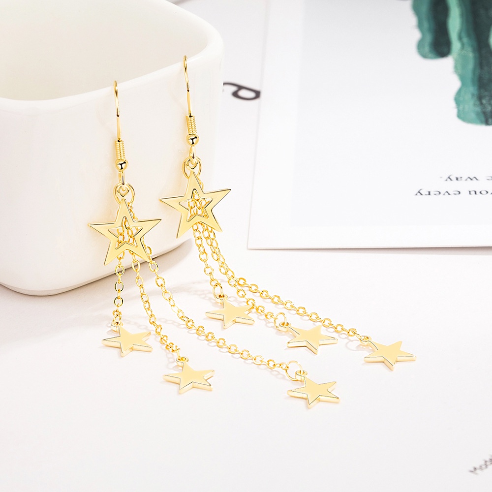 Anting Perak 925 Wanita berujung lima berbintang Perhiasan Fashion