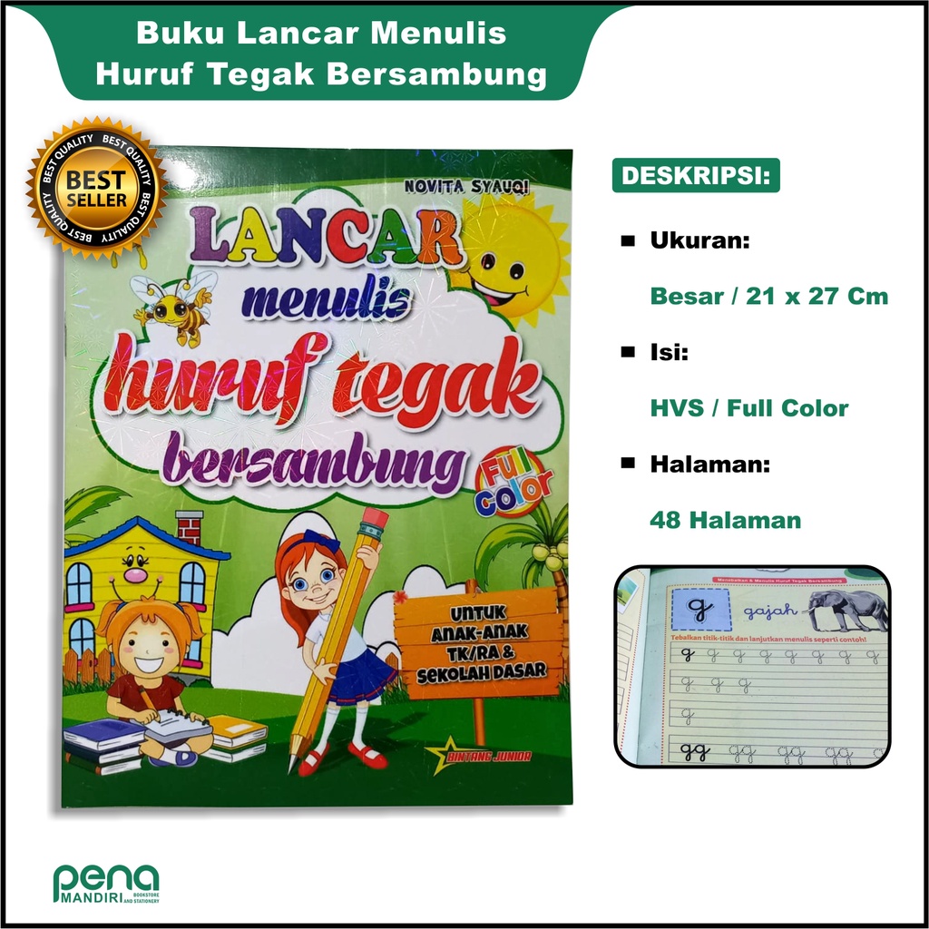 Lancar Menulis Huruf Teegak Bersambung - Buku Aktivitas Anak Belajar TK PAUD SD Belajar (FULL COLOR)