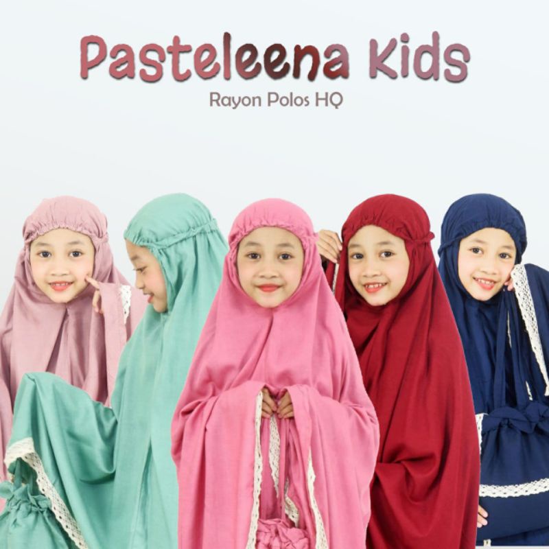 Mukena anak terbaru mukena pasteleena rayon premium motif polos