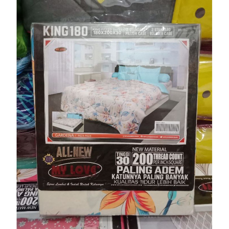 Sprei My Love King Ukuran 180x200 cm Tinggi 30 cm Katun Kualitas Premium