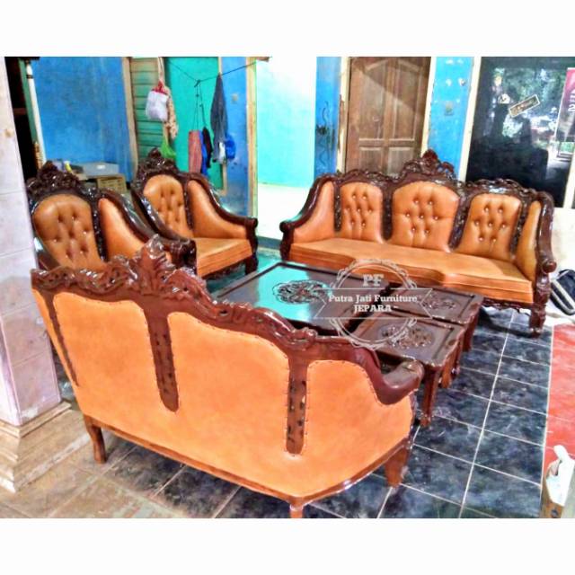 Sofa/ Meja Kursi Tamu Ganesa Kayu Jati Ukir Jepara