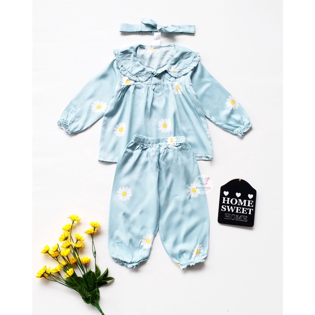 Plazababyku MX CHERYL RAYON setelan bayi motif bunga yang lucu free ikat headband