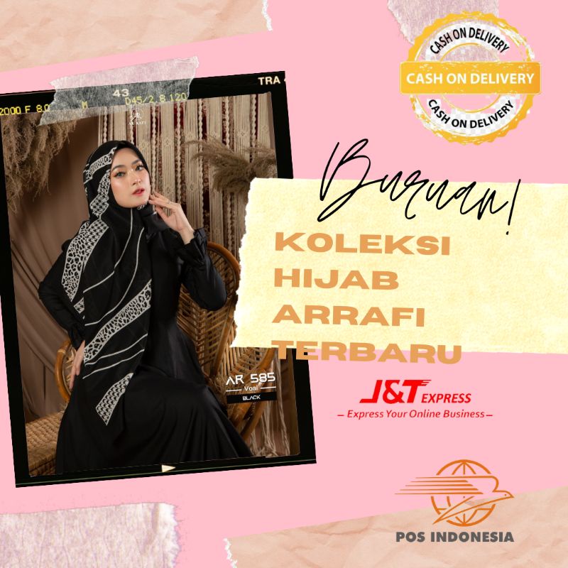 AR 585 KERUDUNG JILBAB HIJAB SEGIEMPAT VOAL MOTIF ARRAFI TERBARU TERLARIS 2022