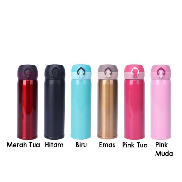 Termos Air Panas Termos kancing Vacum Termos Stainless Steel mini tahan lama POLOS 500ml - Botol Min