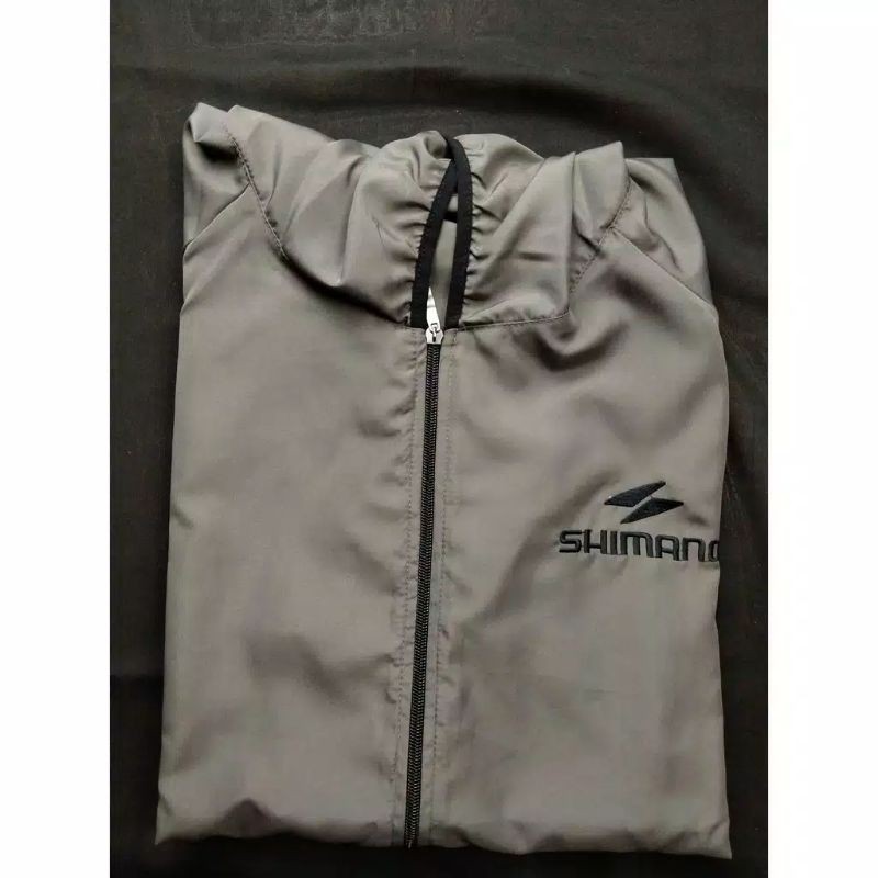 jaket parasut lari sepeda jumbo shimano XTR jaket olahraga pria dan wanita-Abu tua