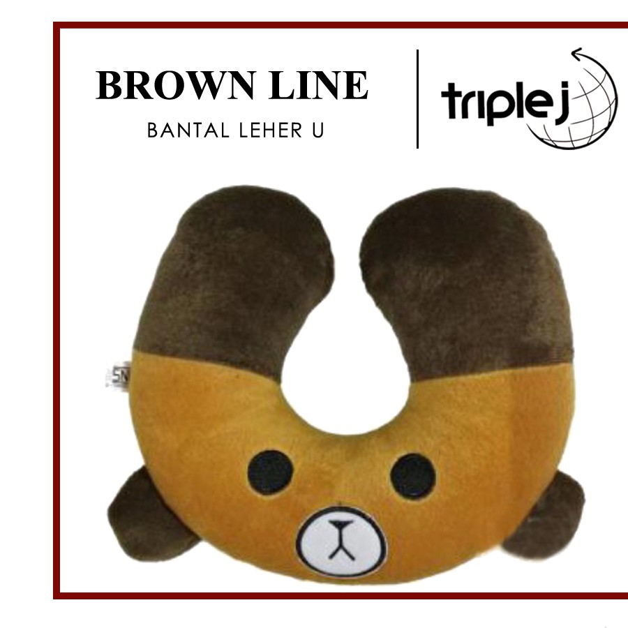 Bantal Mobil / Bantal Leher U / Travel Pillow Brown LINE
