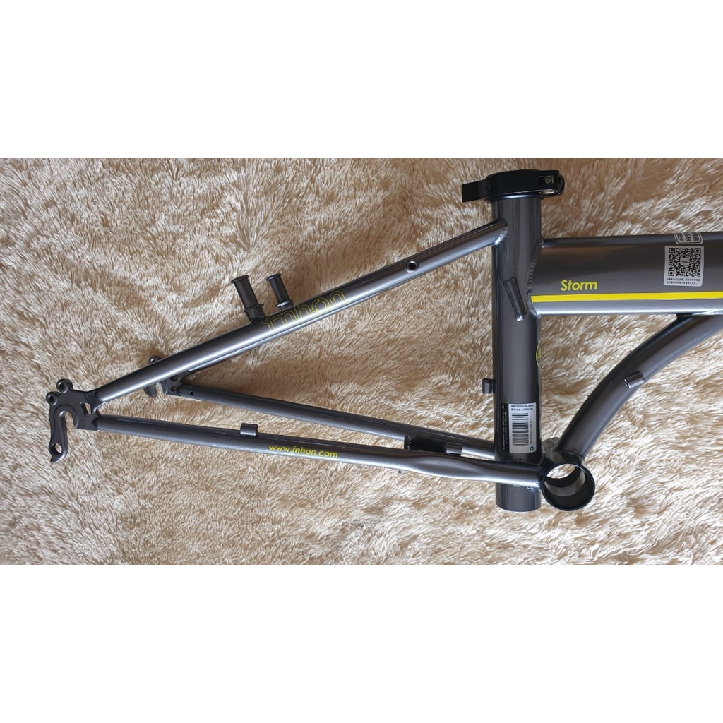 Frame Fork plus Handlepost Fnhon Storm V Brake 20 22 inch Warna ABU ABU KUNING Chromlly