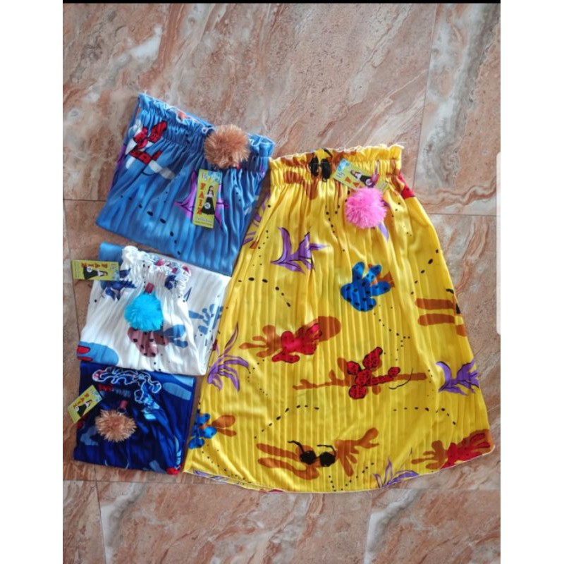 Rok plisket anak perempuan motif / Rok rempel motif/ Rok muslim cantik / Rok plisket anak