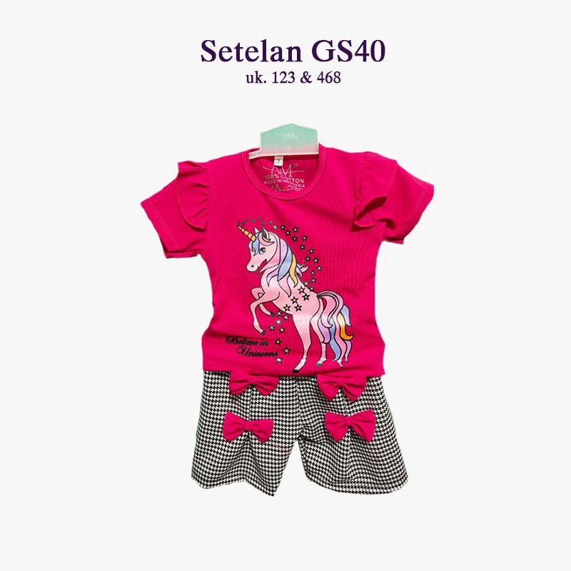 Setelan anak Perempuan &quot;Unicorn&quot; Size 1-5th bahan Ducati Katun Spandek Premium