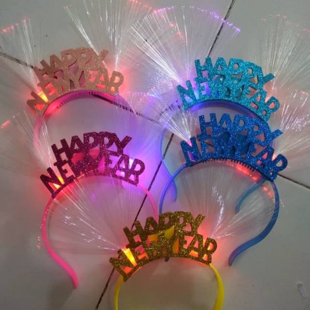 Bando tahun baru new year led light bandana