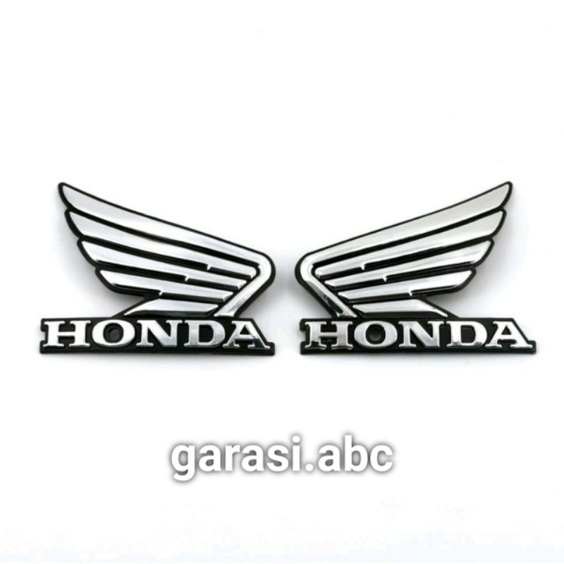 Emblem Badge Body Honda Wing Timbul 3D Sticker Stiker Tulisan Logo Krom Chrome Vario Beat Supra X Street CB R 70 3 D Dimensi Silver Scoopy PCX Gold Wing