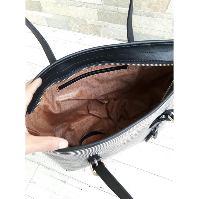 Eklusif Tas Tote Murah | Totebag Import | Mk Jetset Stripe Black Gilaa