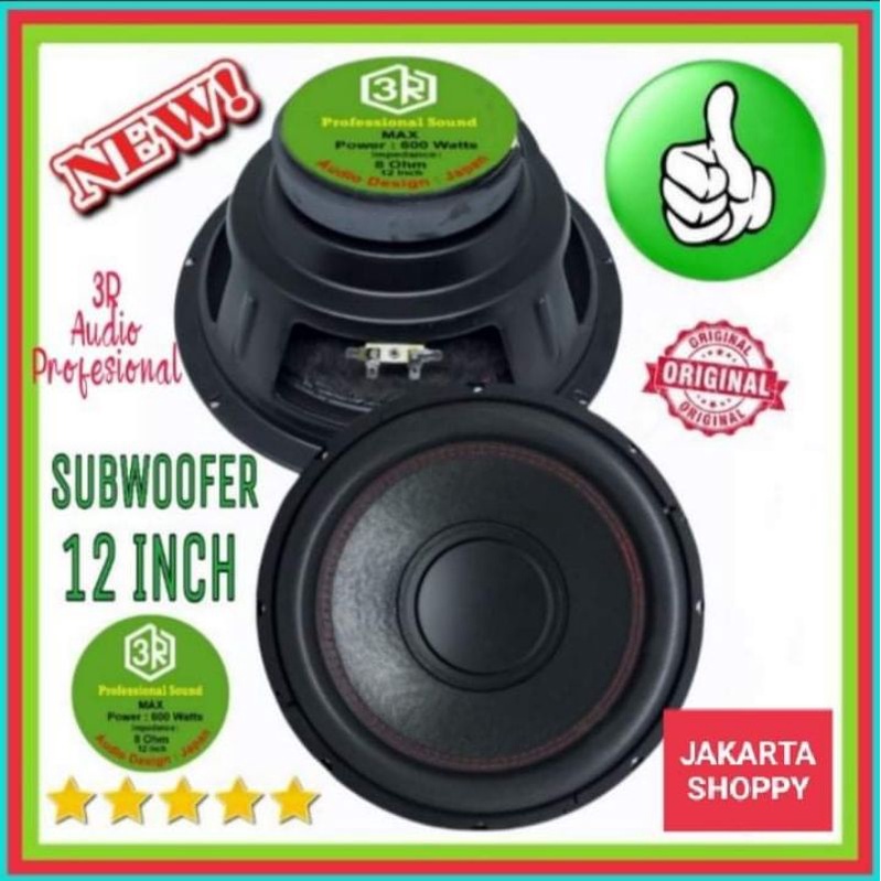 Speaker SUBWOOFER 3R 12 inch M-BASS DE-122T Magnet besar 600 watt