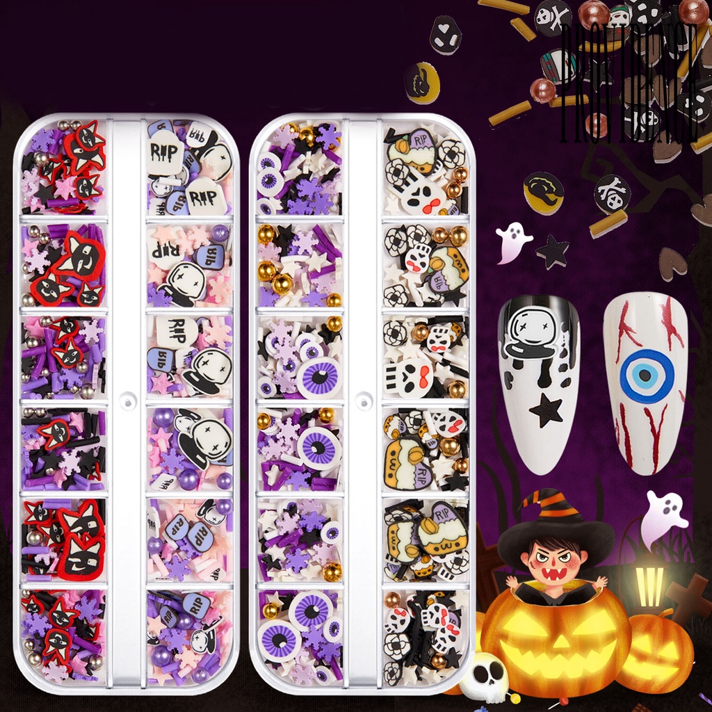 1 Kotak Payet Kuku Ultra Tipis Efek Visual Warna Terang Untuk Ornamen Halloween