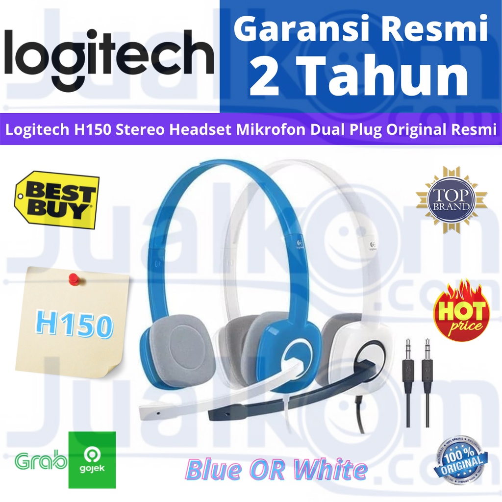 Logitech H150 Stereo Headset Mikrofon Dual Plug Original Resmi