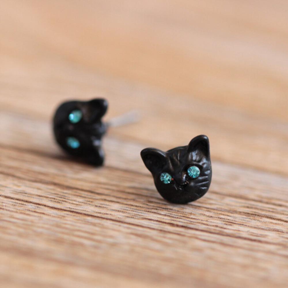 Timekey Anting Tusuk Desain Kucing Variasi 3 Warna Untuk Wanita A5K4