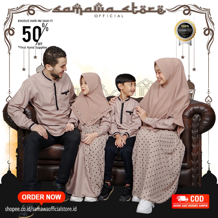 Sarimbit Couple Keluarga Muslim Series Ayman Bahan Premium Warna Chocho Baju Muslim Gamis Keluarga