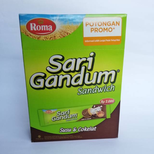 

Roma Sari Gandum Sandwich Coklat 39 gr x 12 pcs