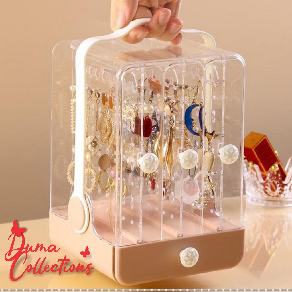 Rak Perhiasan Anti Debu Rak Anting Aksesoris Wanita Acrylic Tempat Penyimpanan Jewelry Box