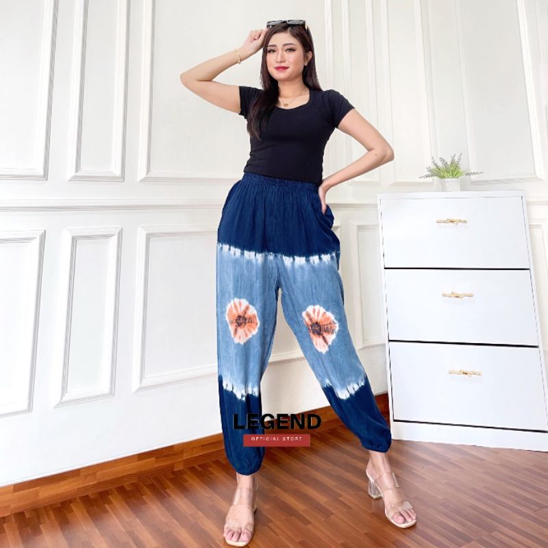 CELANA PANJANG RAYON WANITA CELANA JOGGER SANTAI WANITA TIE DYE CELANA MOTIF BALI