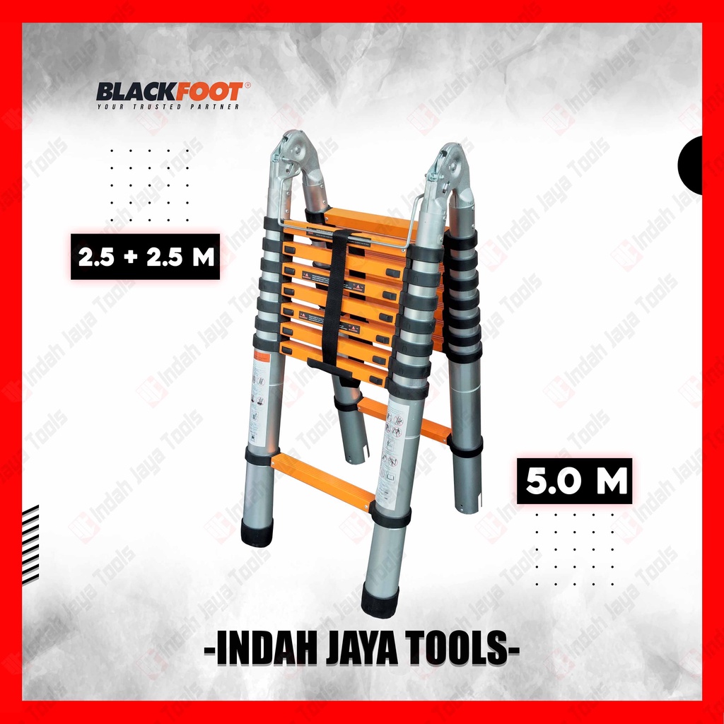 BLACKFOOT Tangga DOUBLE TELESKOPIK 2.5 + 2.5 = 5 M Lipat Alumunium