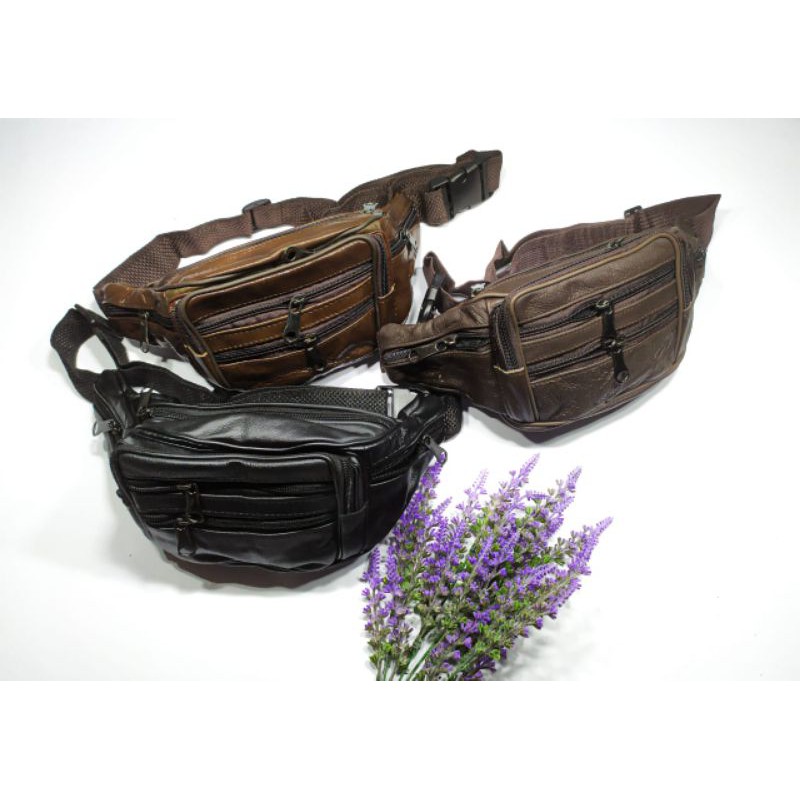 Tas pria Selempang/ Waistbags Kulit asli garut 100% original terbaru