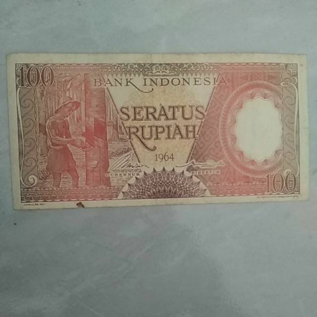 Uang Kuno 100 Rupiah Tahun 1964