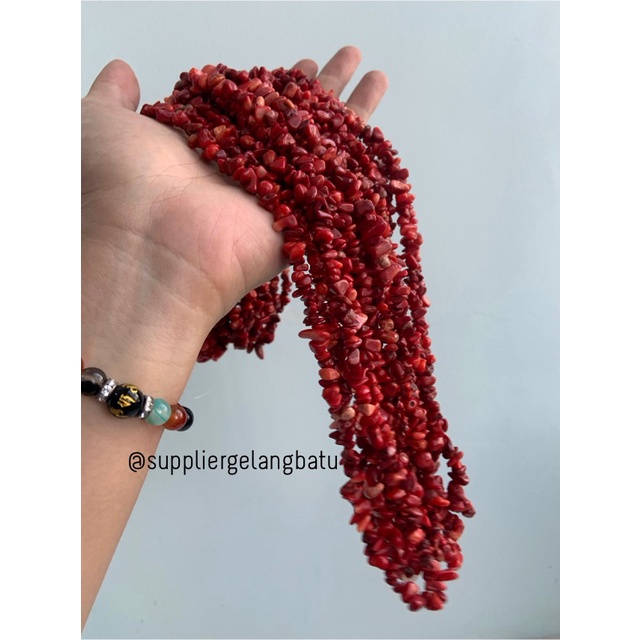 kerikil kerang MERAH MAROON 1cm bahan batu campuran aksesoris warna