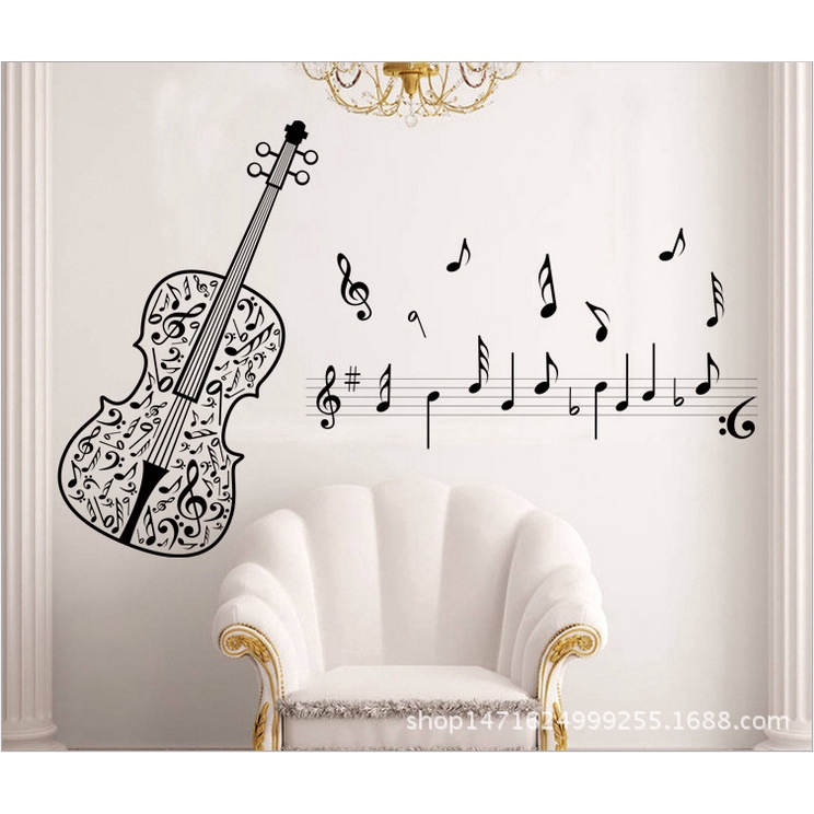 Violin Stickers Wall Art Stickers Removable Wall Stickers Environmental Protection Wall Stickers Shopee Indonesia