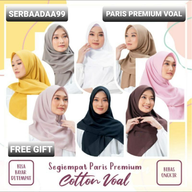 HIJAB PARIS VOAL PREMIUM ORIGINAL ANTI LETOY JAHIT TEPI