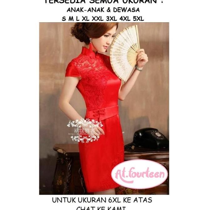 Promo Dress Gaun Merah Wanita Imlek Sincia Tahun Baru Cina Kondangan Jumbo