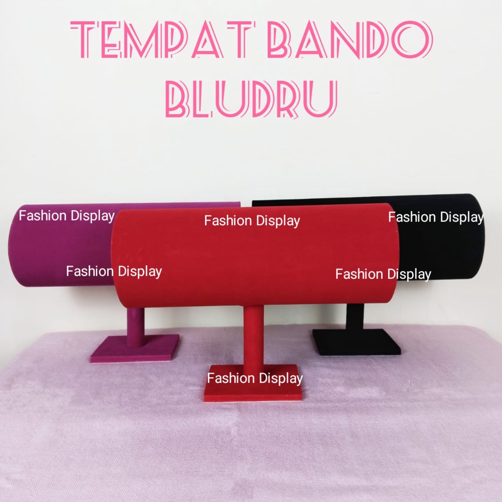 Tempat Bando Bludru Hitam Atau Pink / Display Pajangan Bando Aksesories Rambut Stand Rak Bondu (BH)