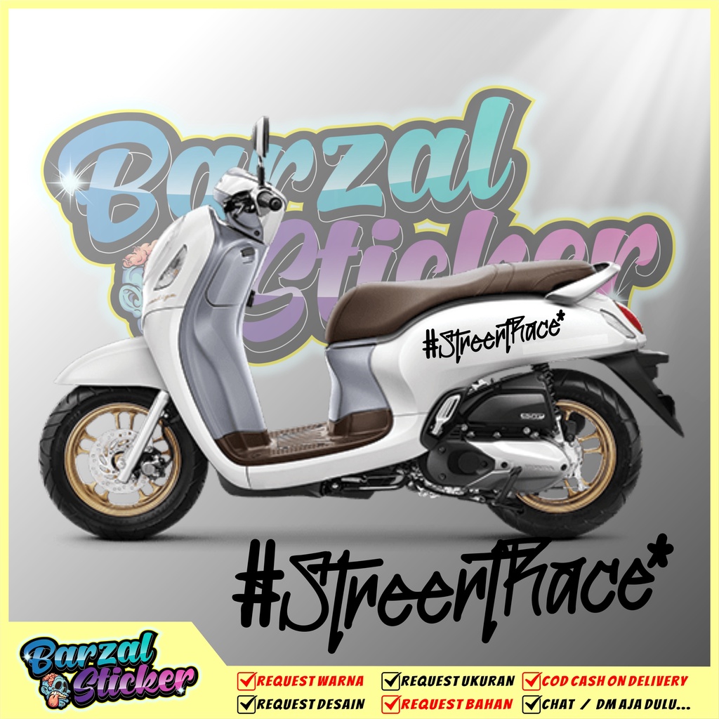 Stiker motor cuting STRIPING cutting sticker logo STREET RACE / KEREN KEKINIAN SUNMORI / SCOOPY MIO 