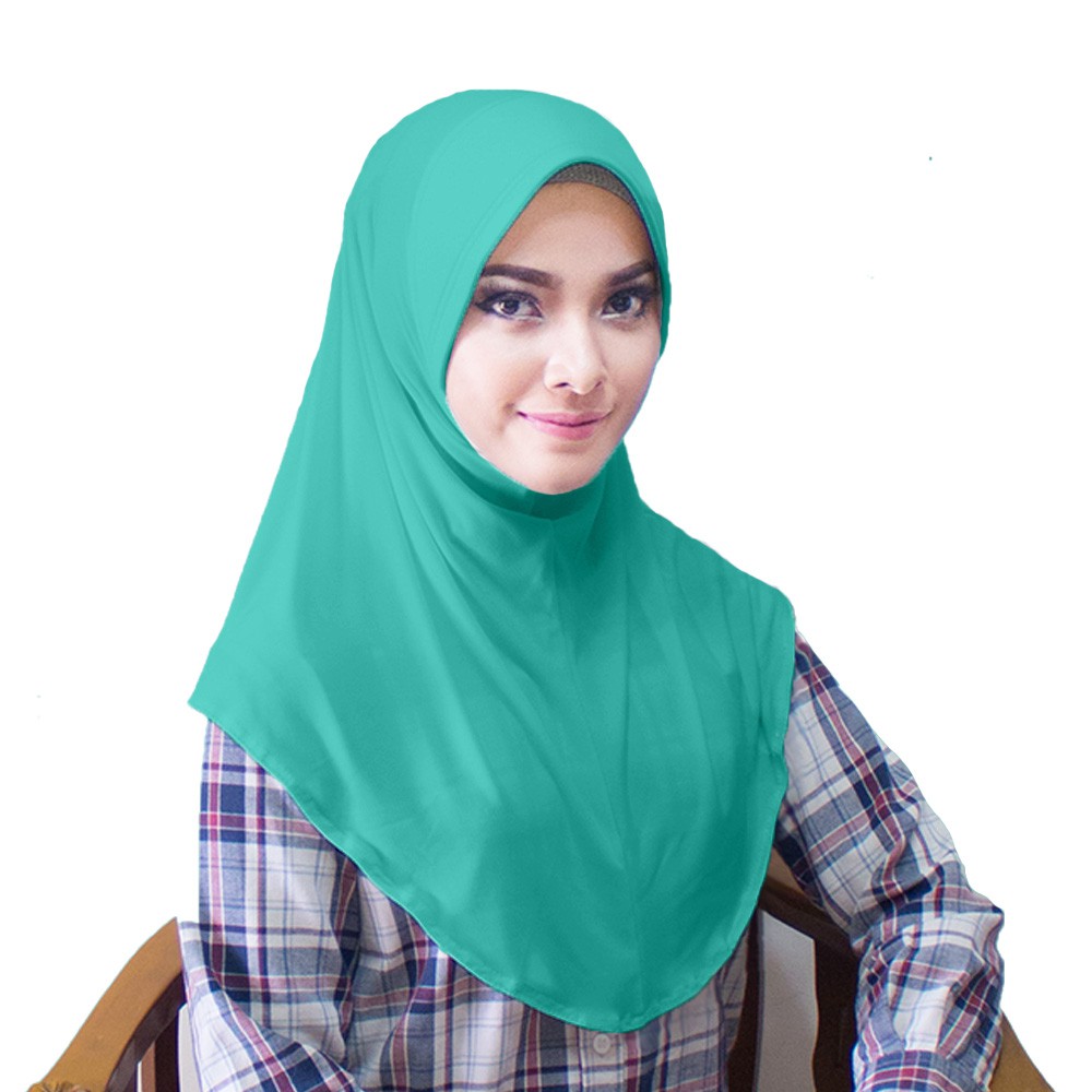 Hijab Bergo Pendek Jersey Premium - Mustard/Matcha